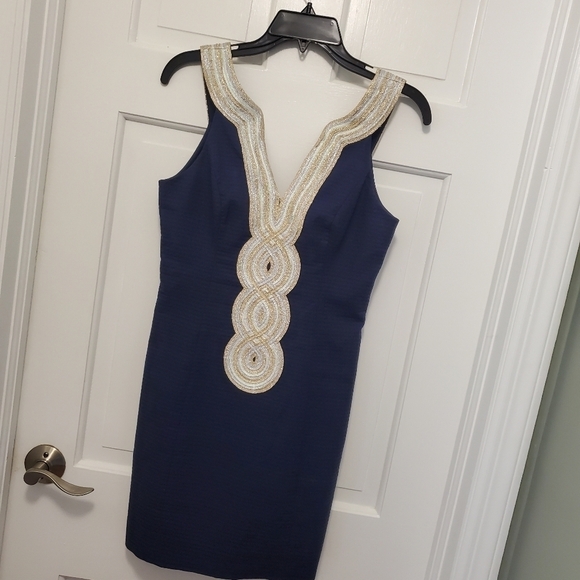 Lilly Pulitzer Valli Navy Shift Dress Size 0, Classic, formal, 100% Cott… - Picture 11 of 14
